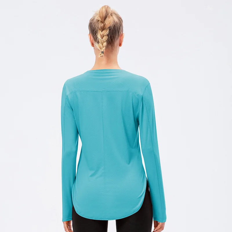 Shirts Women's Seamless Elastic Long Sleeve Yoga Top Fitness Blouse Women Gym Sport t Shirts Rashguard Bodybuilding Shirts