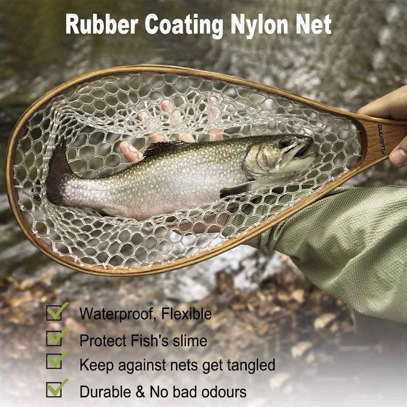 Fly Fishing Wooden Frame Net with Magnetic Release