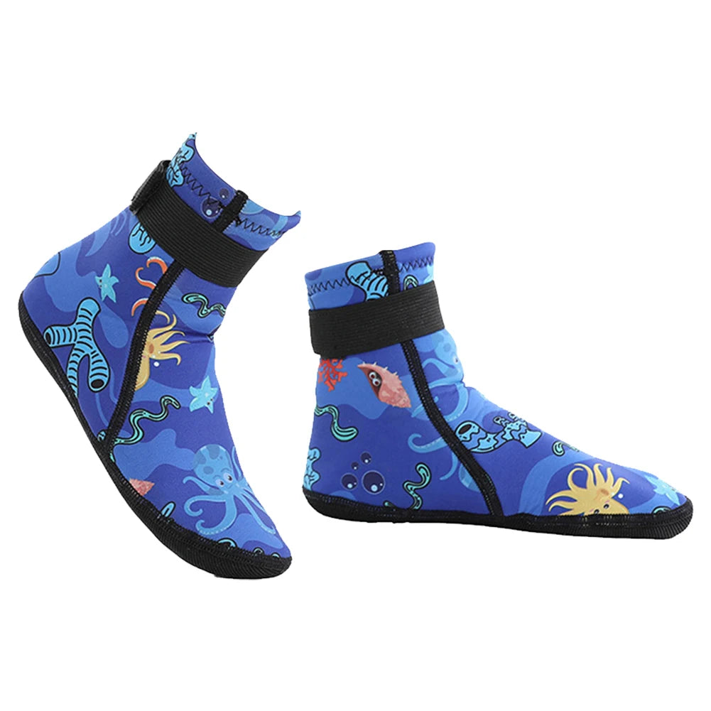 Kids Neoprene Water Socks with Anti Slip Design Adjustable Snorkeling Boots for Beach and Water Activities