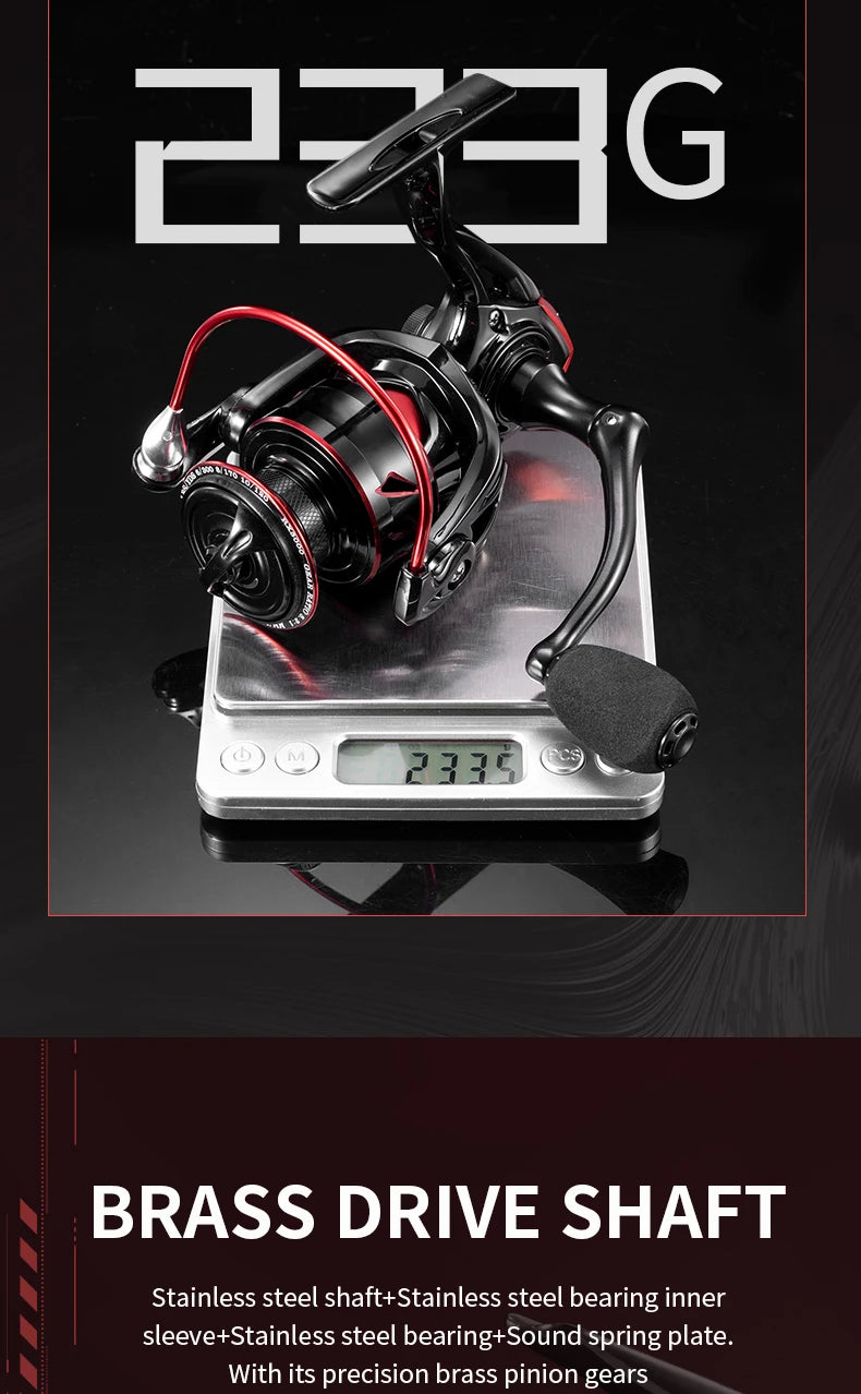 CR Fishing Spinning Reel 5.2:1 Black Red 10kg