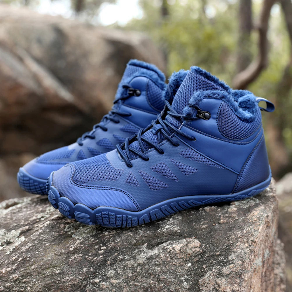 Womens Mens Barefoot Shoes Waterproof Hiking Boots Fur Lined Winter Snow Boots Anti-Slip Outdoor Booties