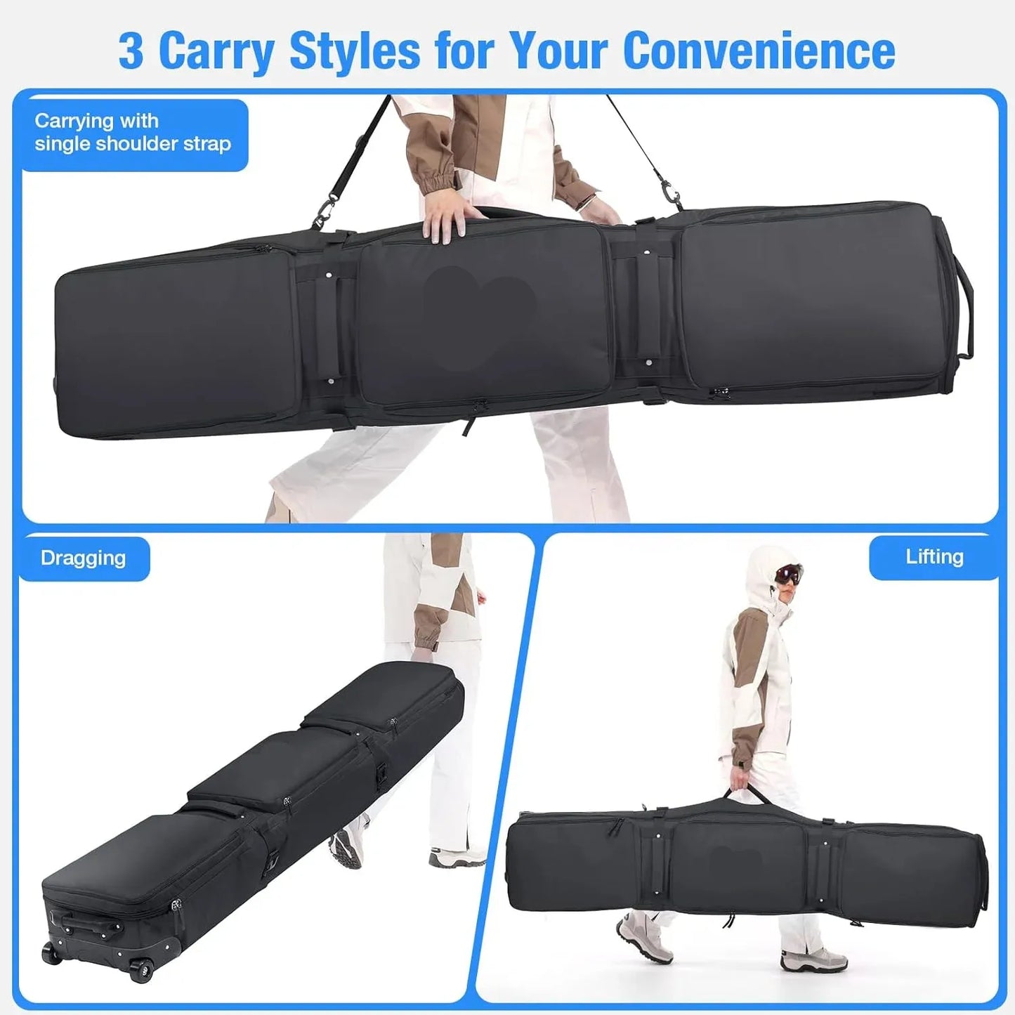 Ski Snowboard Wheeled Carrier Bag
