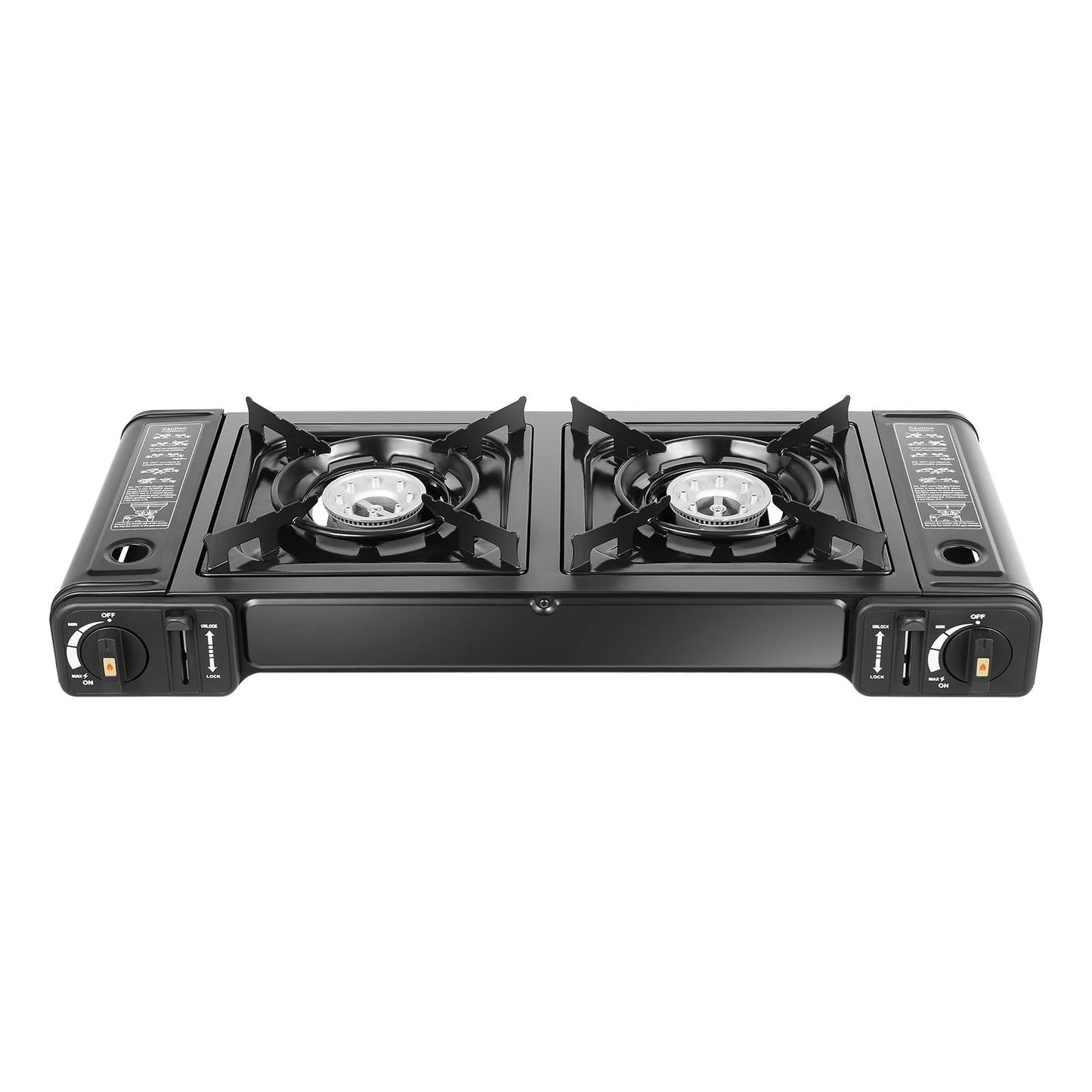 2in1 2-Burner Portable Stove, Kit w/Baking Pan and Carrying Case,
