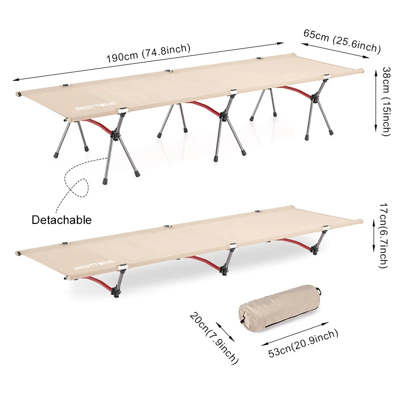 Folding Ultralight Aluminum Alloy Sleeping Cot with Leg Extenders