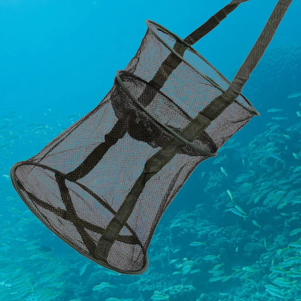 Mesh Fishing Cage Portable Fishing Net Round Collapsible Fish Trap Foldable Landing Net Fishing Cast Net for Crab Fish