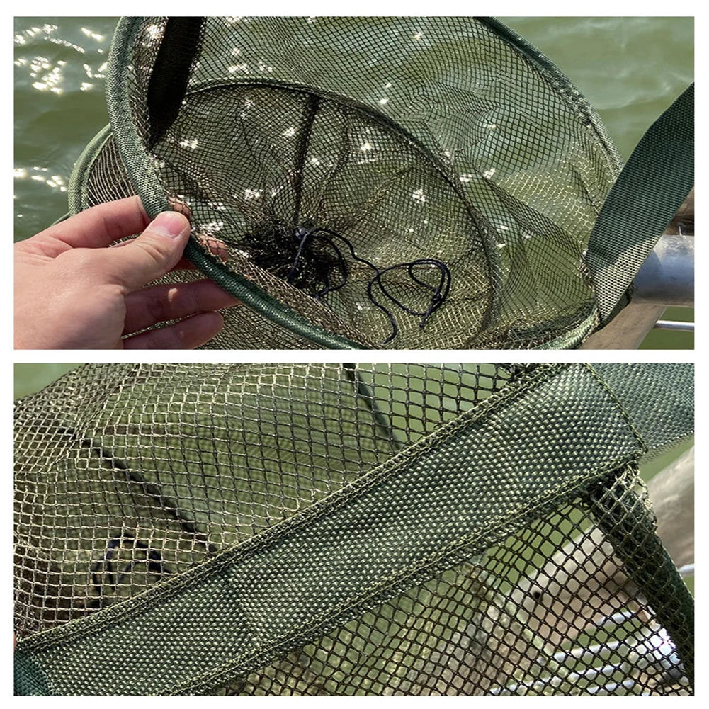 Mesh Fishing Cage Portable Fishing Net Round Collapsible Fish Trap Foldable Landing Net Fishing Cast Net for Crab Fish