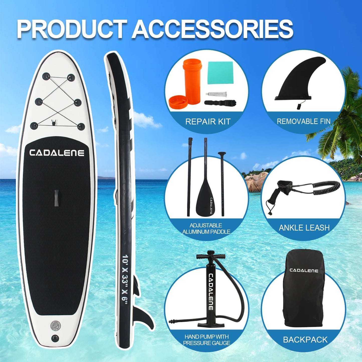 Inflatable Stand Up Paddle Board with SUP Accessories, Anti-Slip EVA Deck 10' Inflatable Paddle Boards for Adults