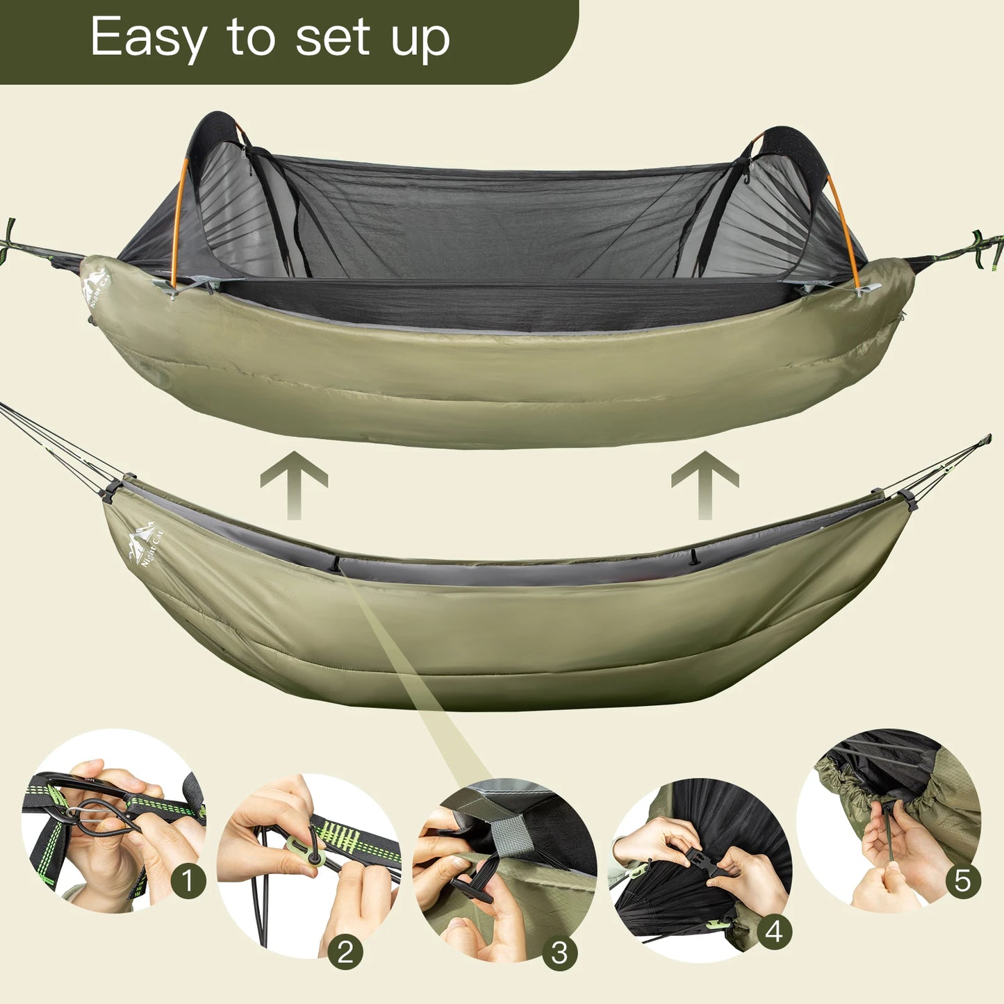 Night Hammock Underquilts Sleeping Bag Insulated 4 Seasons 5-20℃ 8x3.6ft