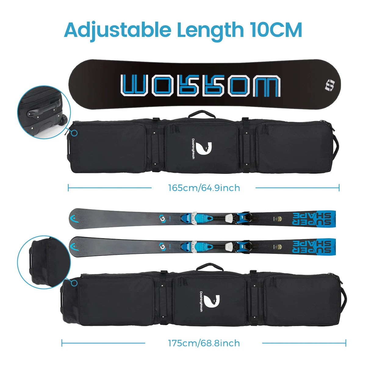 Ski Snowboard Wheeled Carrier Bag