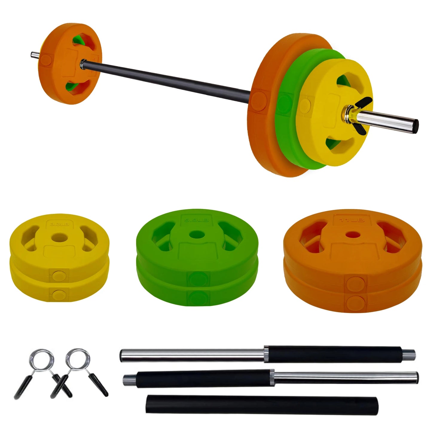 40lb /20kg Adjustable Disk Free Weights Barbell Set for Home and Gym Workout