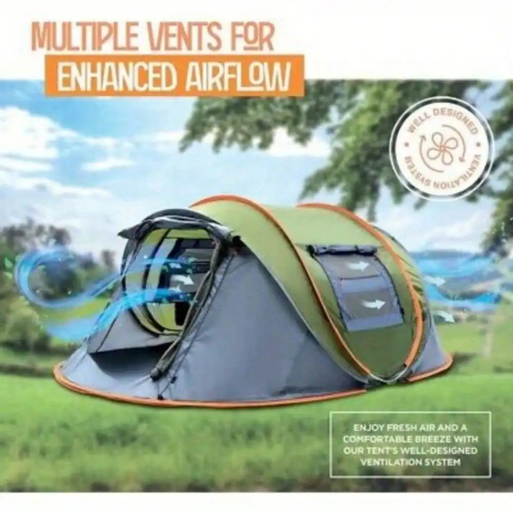 4-Person Easy Pop Up Tent with 2 Doors - UPF50+
