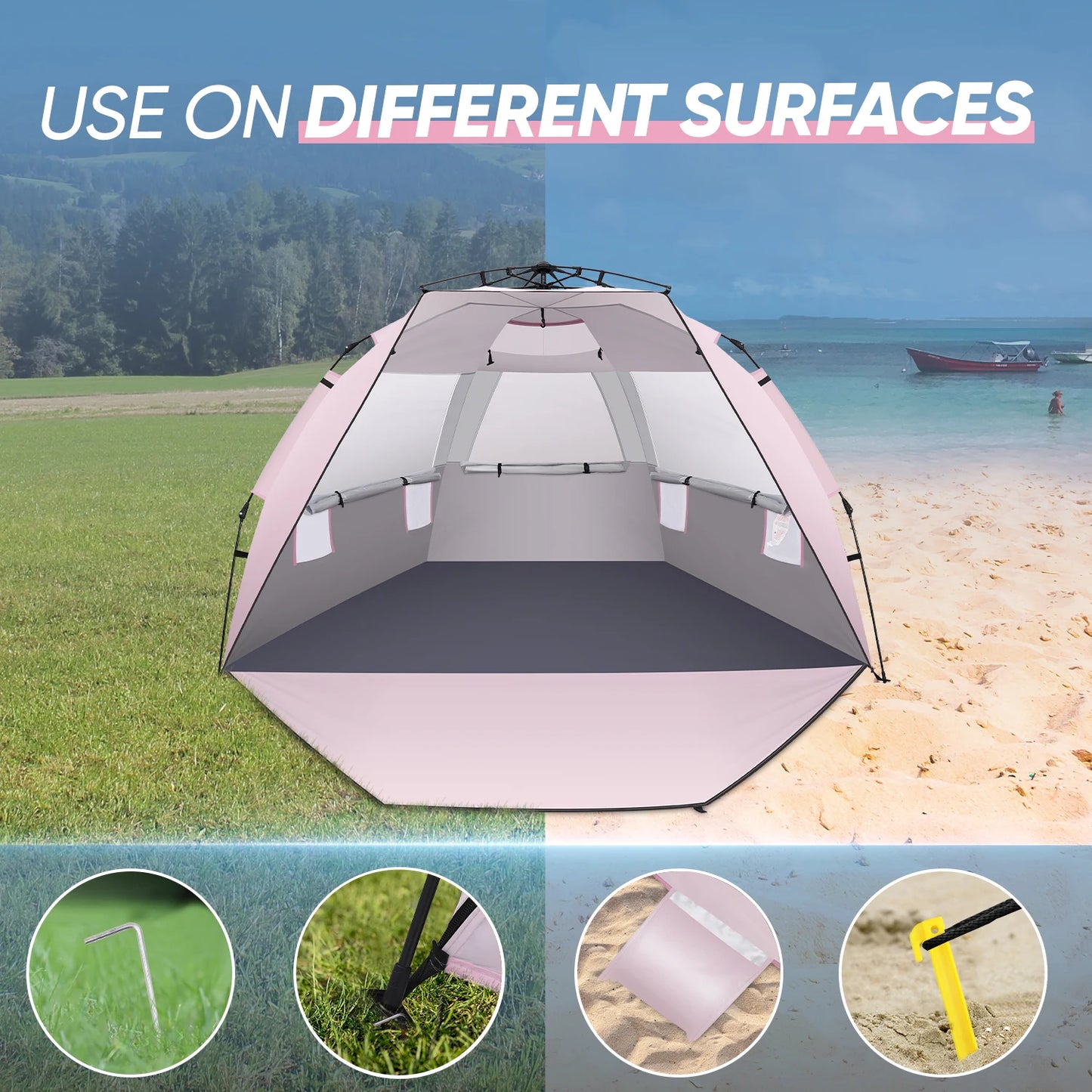 Pop up Beach Tent Canopy for 4/5/6 Person