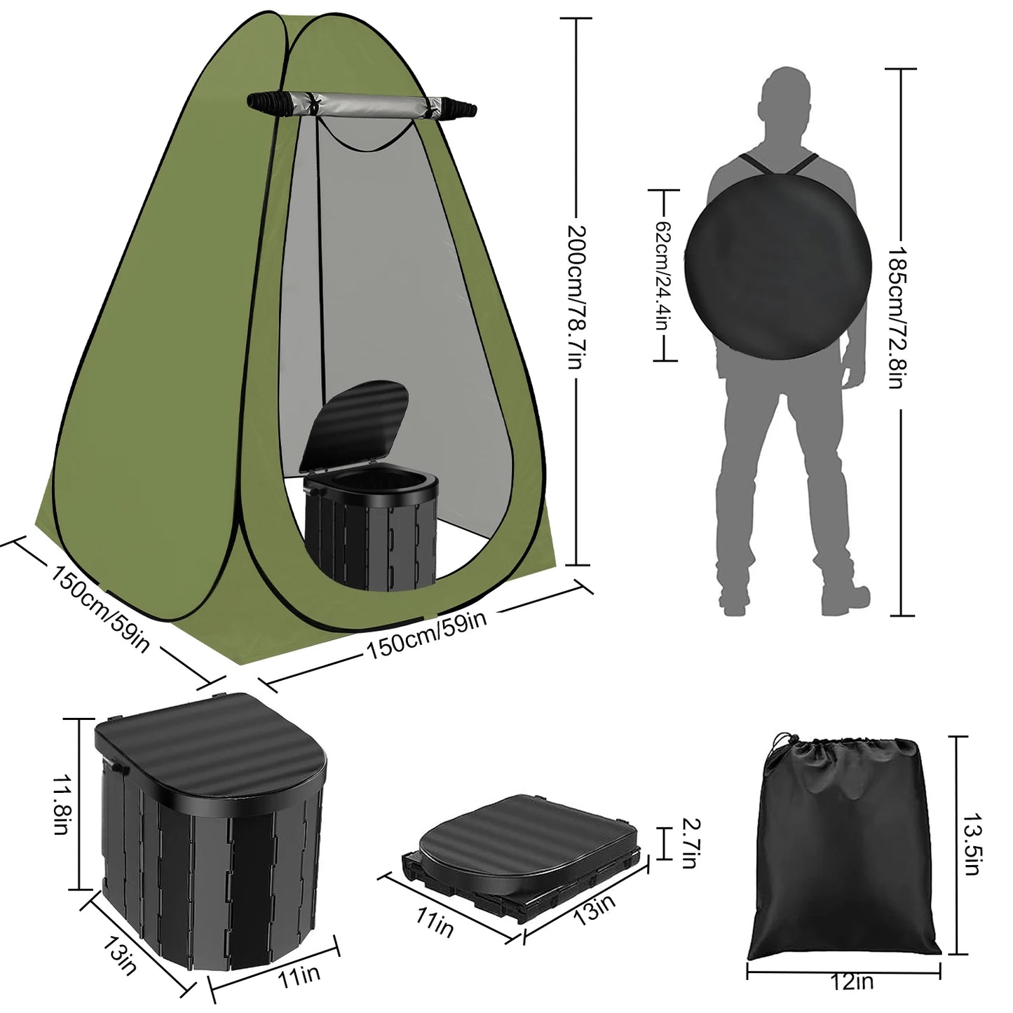 Pop Up Large Portable Potty Shower Changing Tent