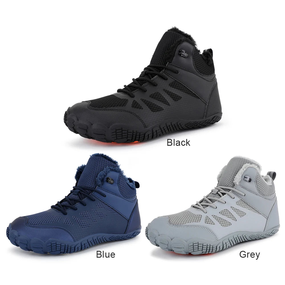 Womens Mens Barefoot Shoes Waterproof Hiking Boots Fur Lined Winter Snow Boots Anti-Slip Outdoor Booties