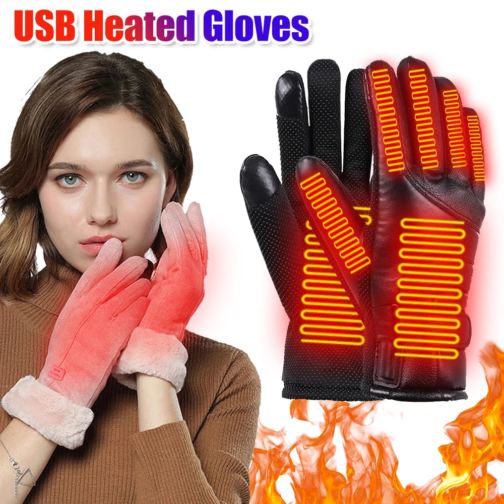 Men Women USB plug-in Electric Heated Gloves