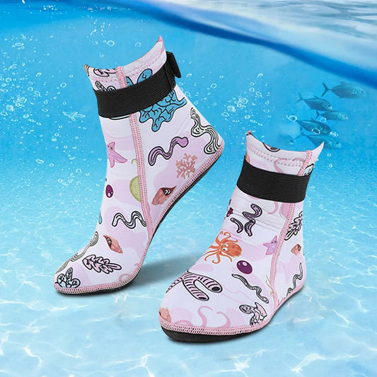Kids Neoprene Water Socks with Anti Slip Design Adjustable Snorkeling Boots for Beach and Water Activities