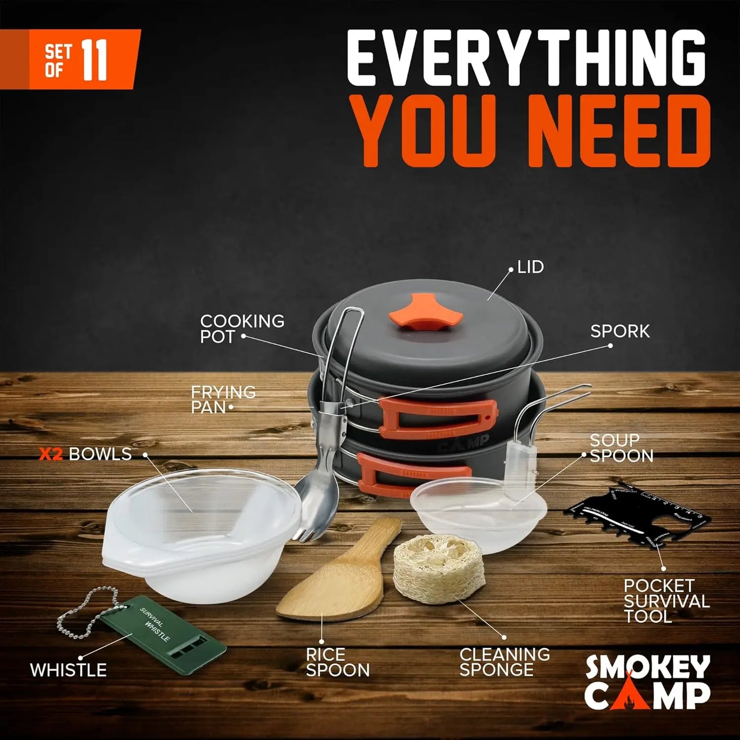 Camping Cookware with Non-Stick Pots and Pans
