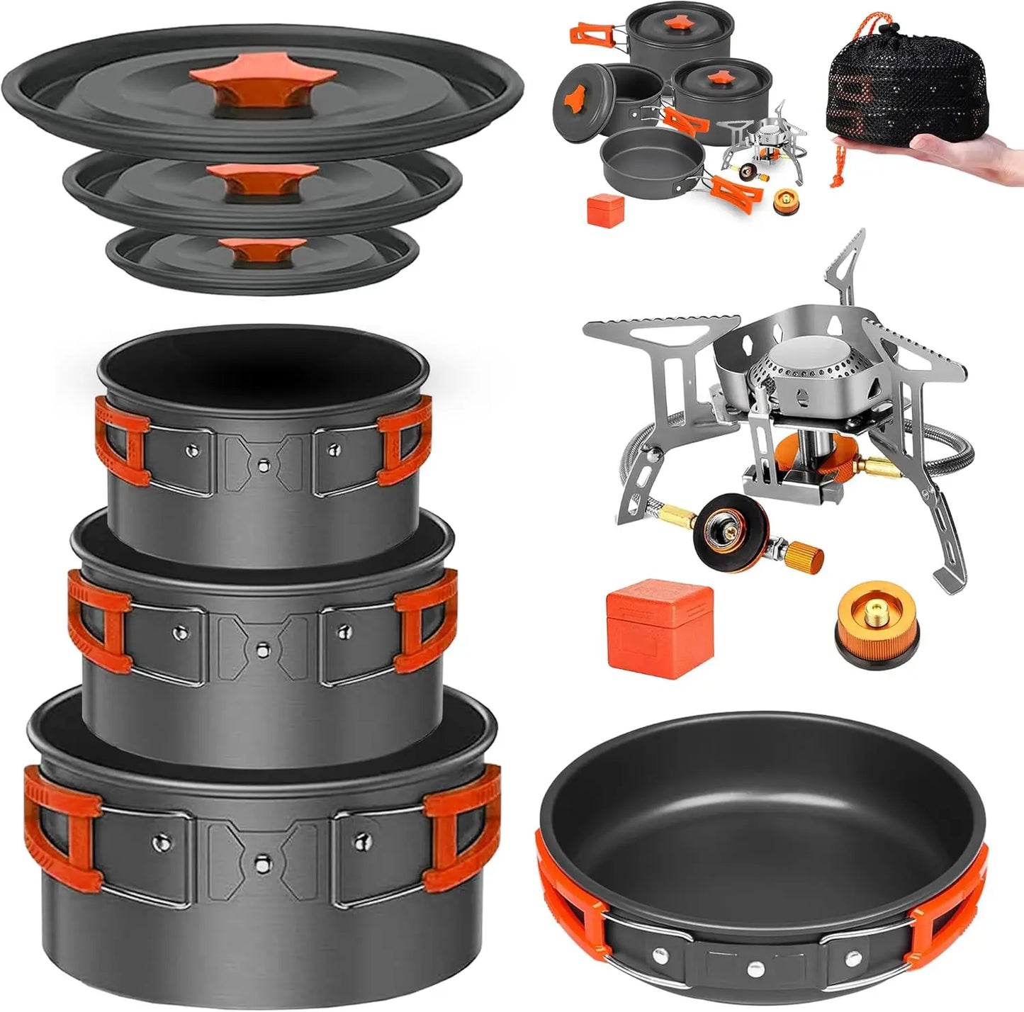 Camping Cookware with Non-Stick Pots and Pans