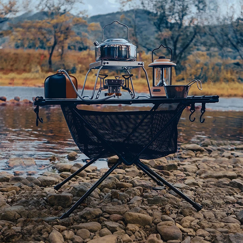 Folding Camping Aluminum Lightweight Portable Table with Storage Mesh Bag