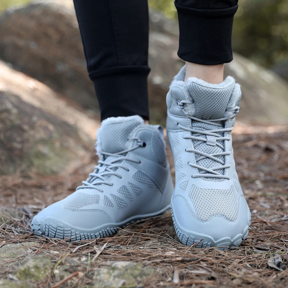 Womens Mens Barefoot Shoes Waterproof Hiking Boots Fur Lined Winter Snow Boots Anti-Slip Outdoor Booties
