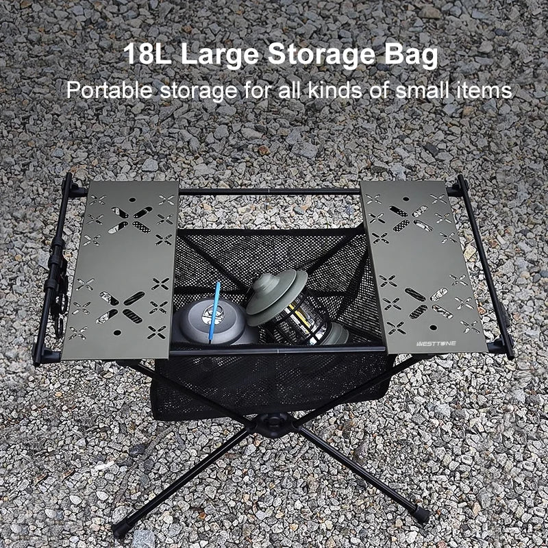 Folding Camping Aluminum Lightweight Portable Table with Storage Mesh Bag