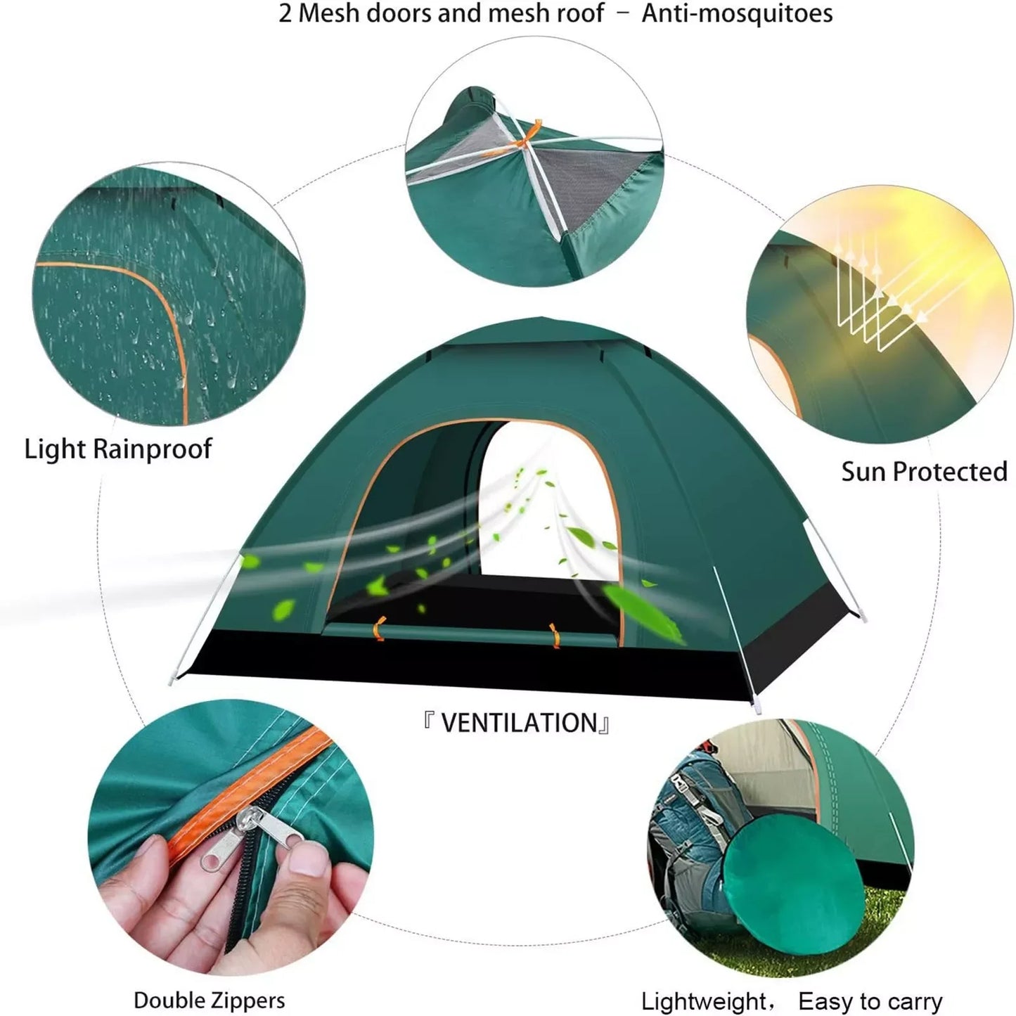 Automatic Pop Up Outdoor Waterproof Sun Proof Tent Portable Backpacking Folding Tents Travelling Tools 2-3 Person