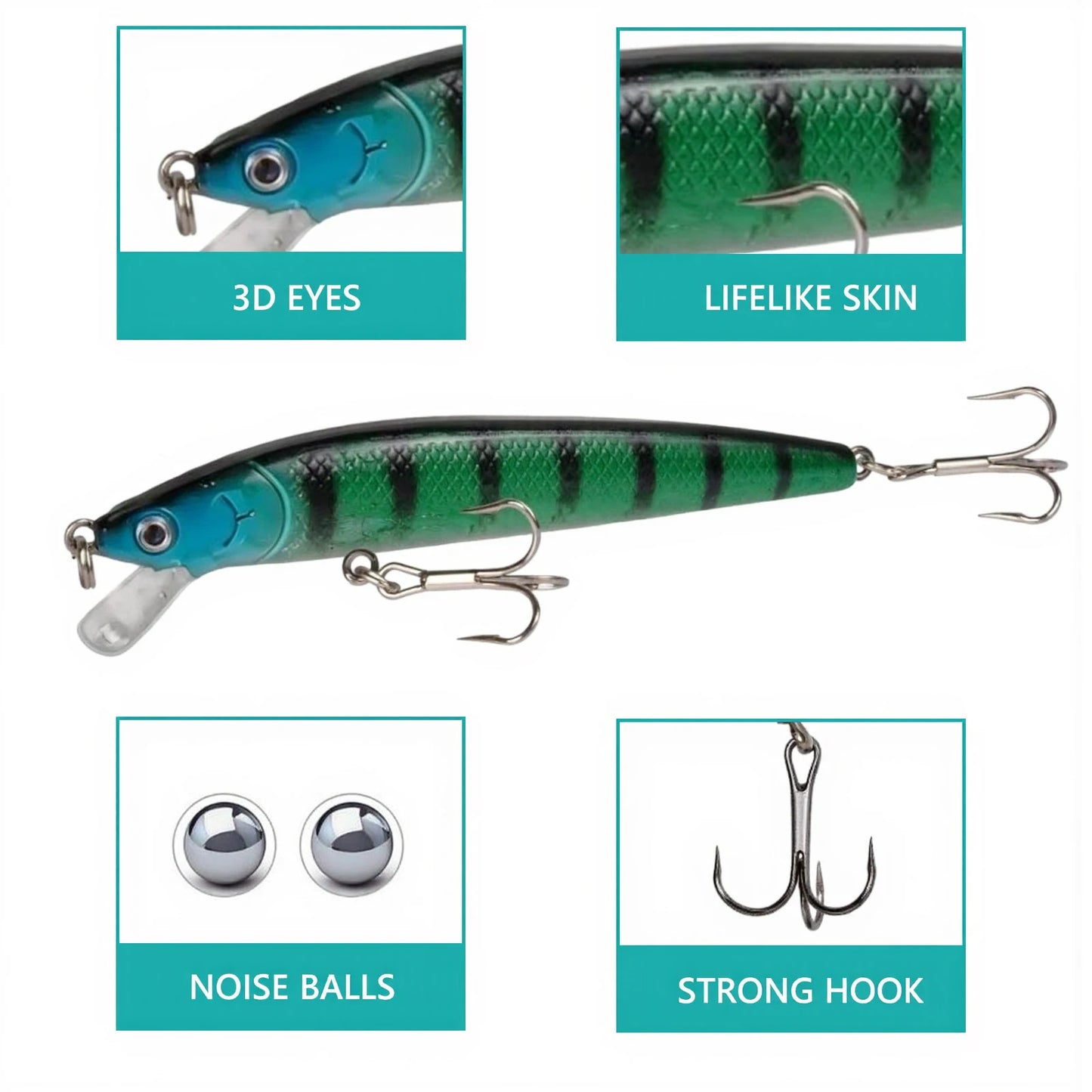 10Pcs Long Tail Minnow Fishing Lure