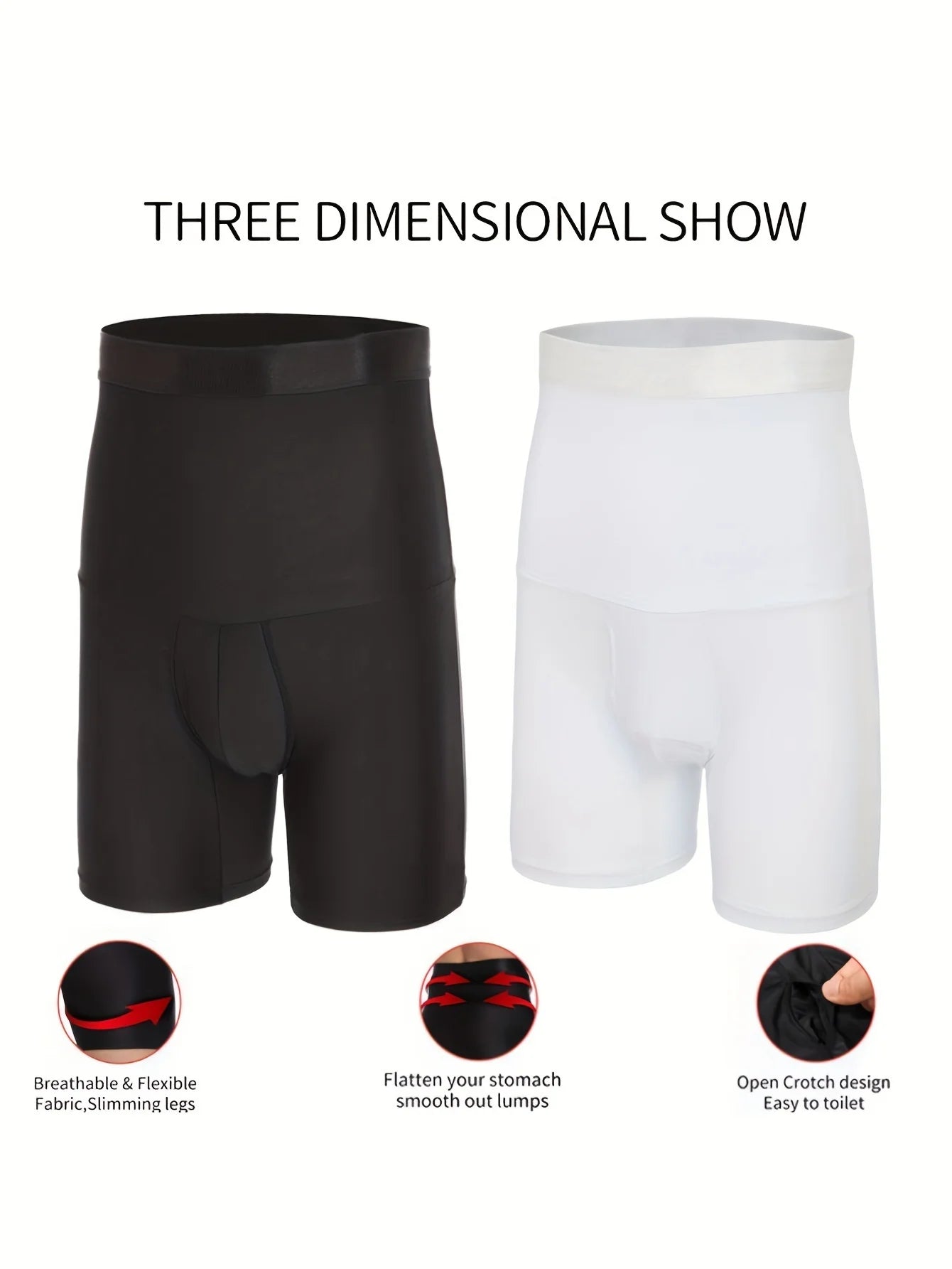 Men's silicone shorts, high waisted shapewear,