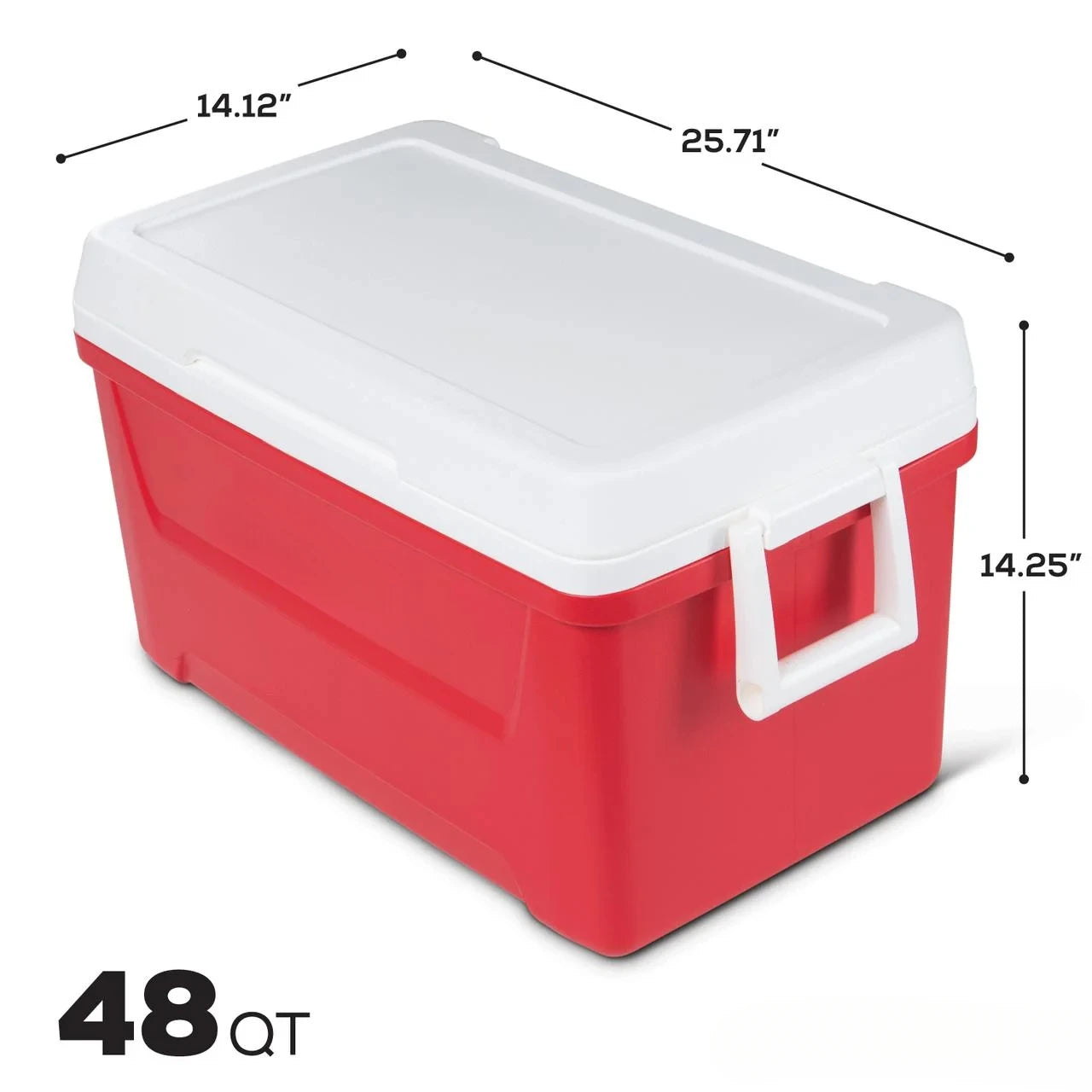48-Quart Cooler, Red, Large Capacity,