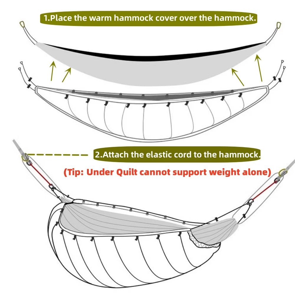 Night Hammock Underquilts Sleeping Bag Insulated 4 Seasons 5-20℃ 8x3.6ft