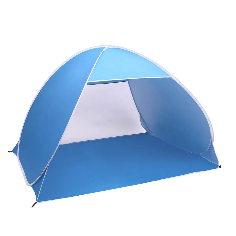 Pop-Up Beach Tent for 2-3 People - Automatic Sun Shelter Umbrella, Fishing & Camping Shade, Portable Blue
