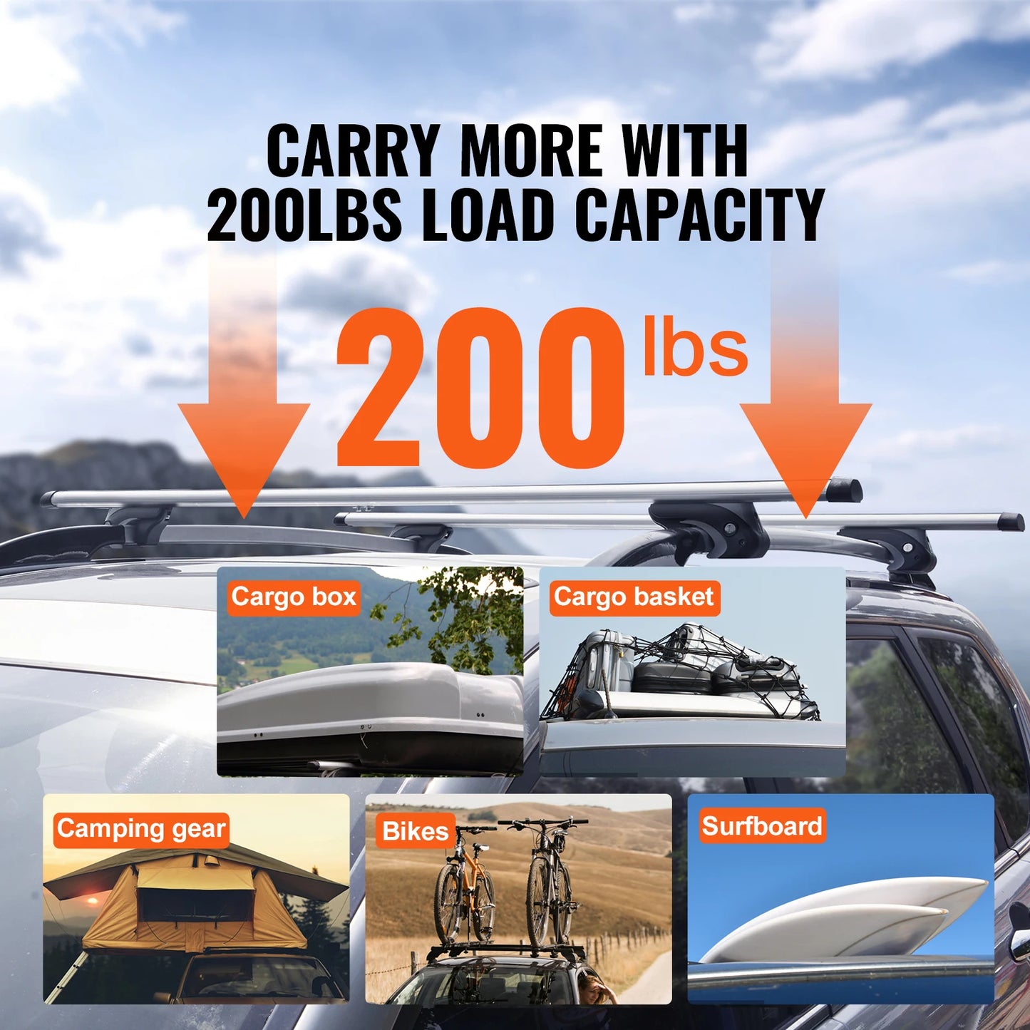 Roof Rack Crossbar Adjustable Aliuminum