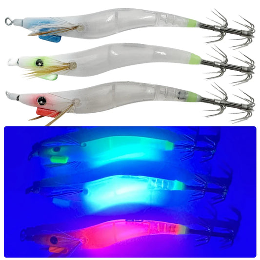 Luminous Lure with Squid Jig Hook UV Wood