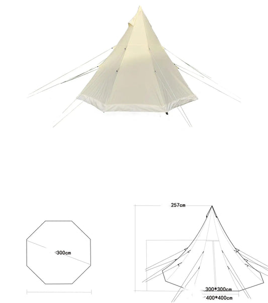 Bell Tent 4 Season 9.85ft Glamping Tent, Ideal for Camping, Hiking,Canvas with Aluminum Pole. Support