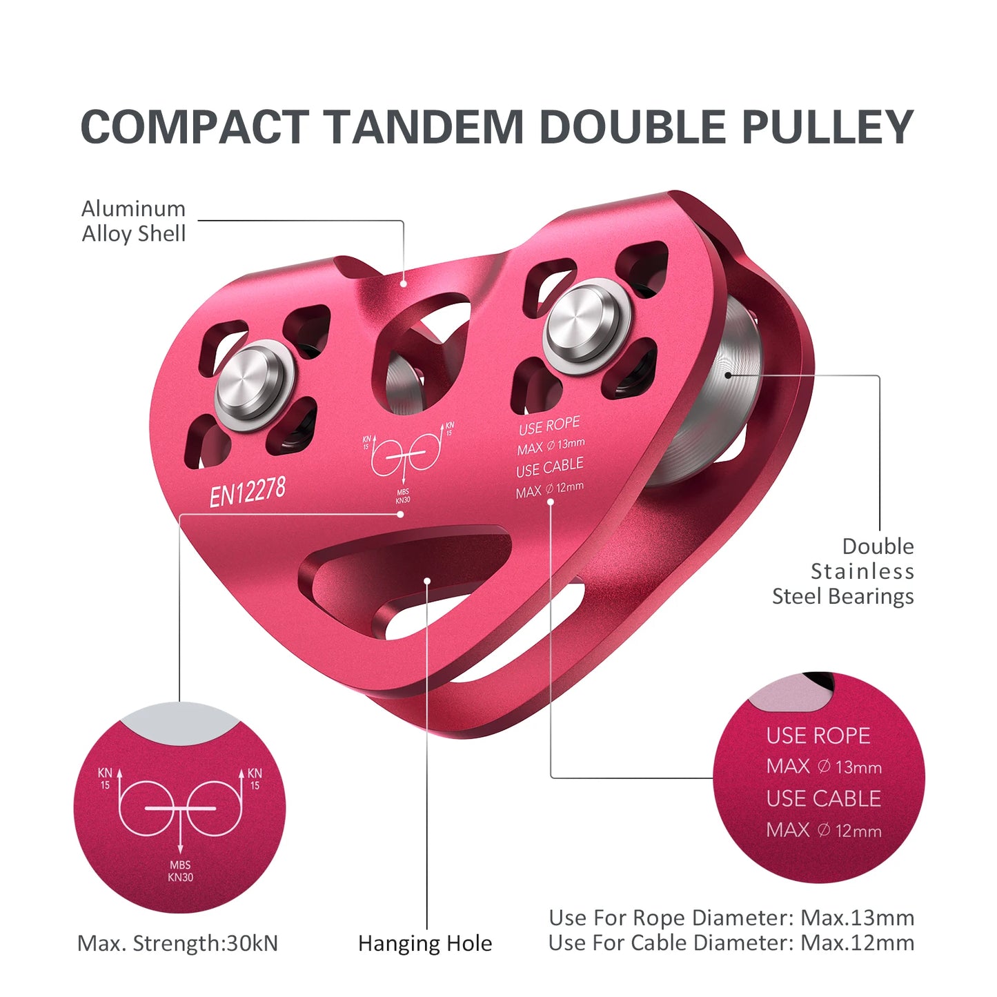 Cable Trolley 30kN Pulley with Ball Bearing