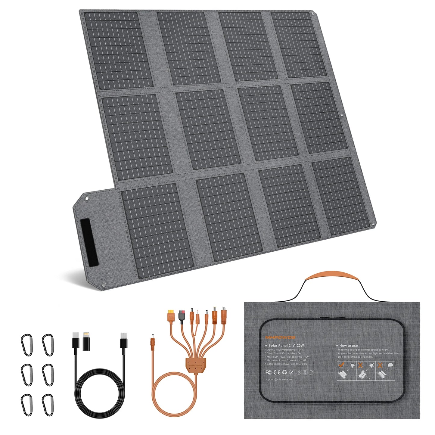19V Foldable Solar Panel 40W 80W 120W Charger for Power Supply, Laptop, Solar Generator, Fishing Camping RV