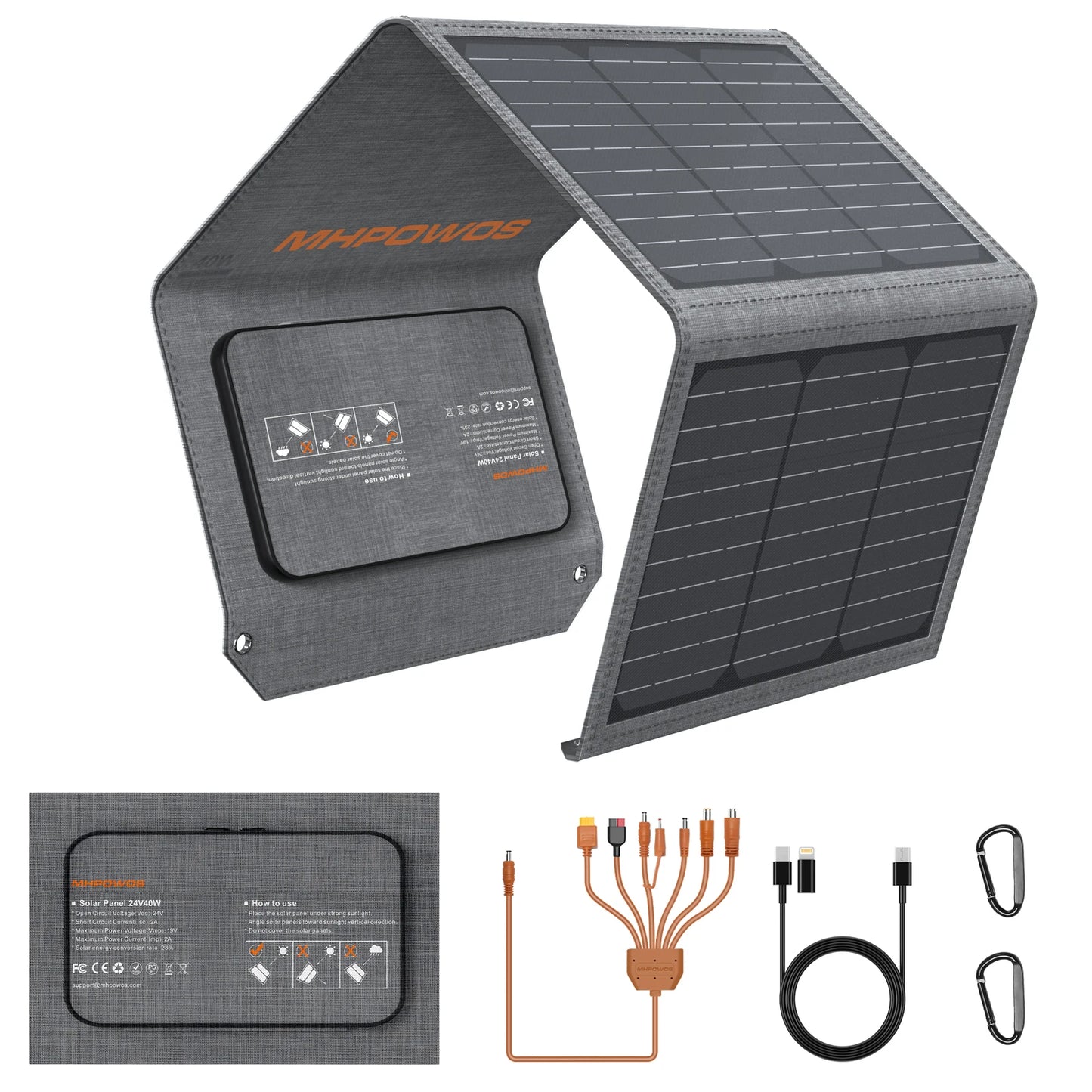 19V Foldable Solar Panel 40W 80W 120W Charger for Power Supply, Laptop, Solar Generator, Fishing Camping RV