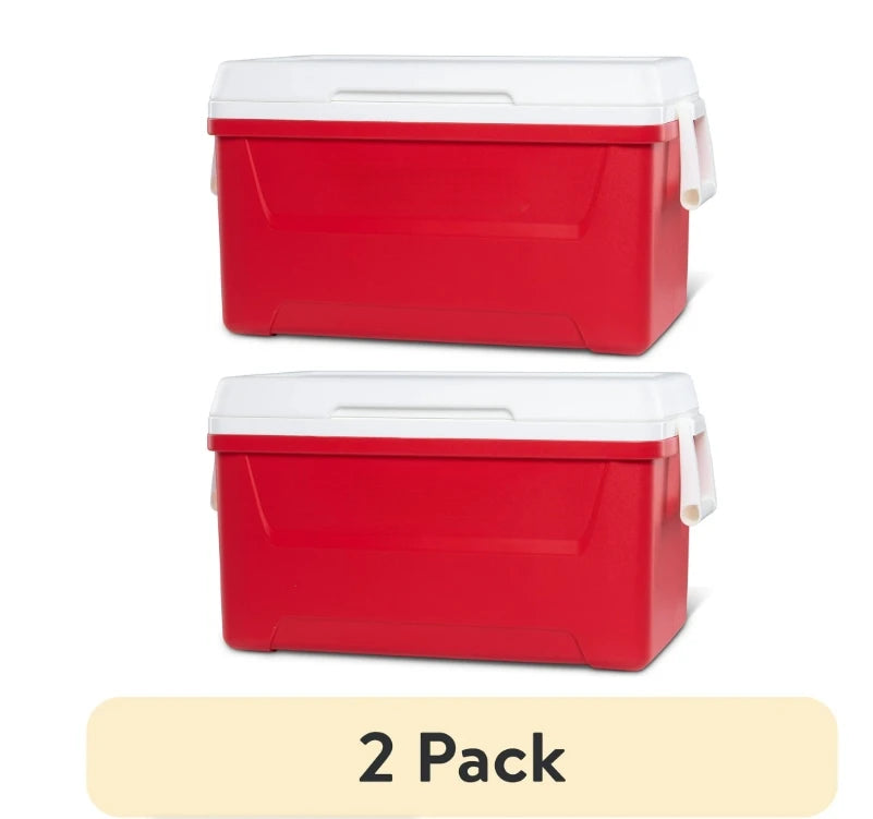 48-Quart Cooler, Red, Large Capacity,