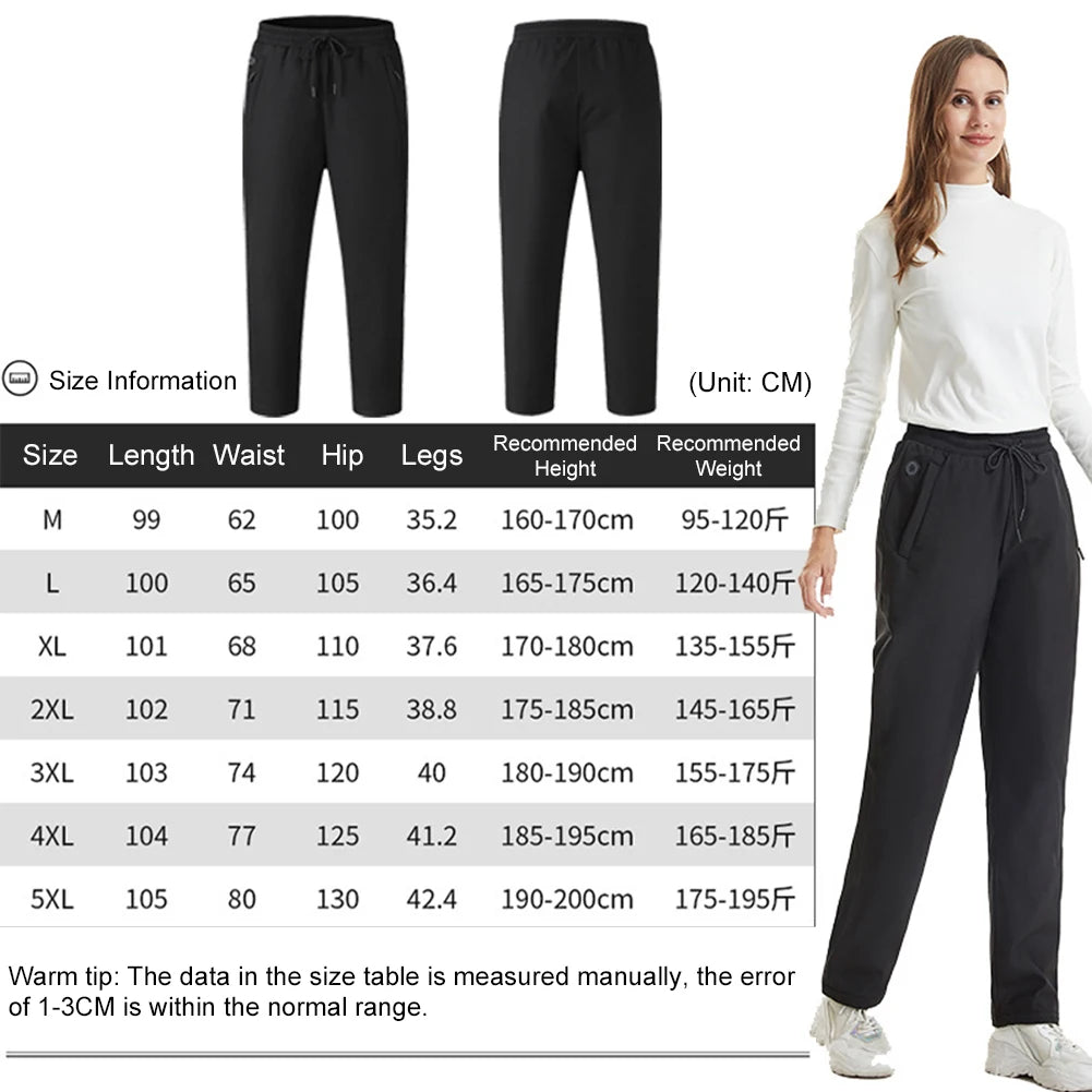12 Heated Zones Thermal Pants Women Men 5V 3-Temperature Settings for Skiing ,Fishing, Motorcycle USB Heating