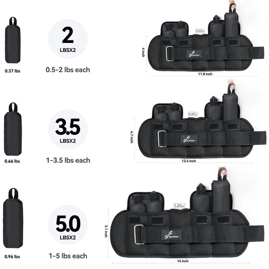Adjustable Wrist and Ankle Weights 1 Pair 1 2 3 4 6 7 8 10 lbs