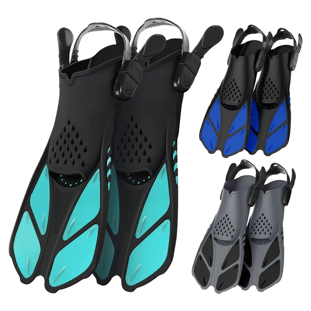 Swim Fins Adjustable Buckles Silicone Scuba Diving Shoes Open Heel