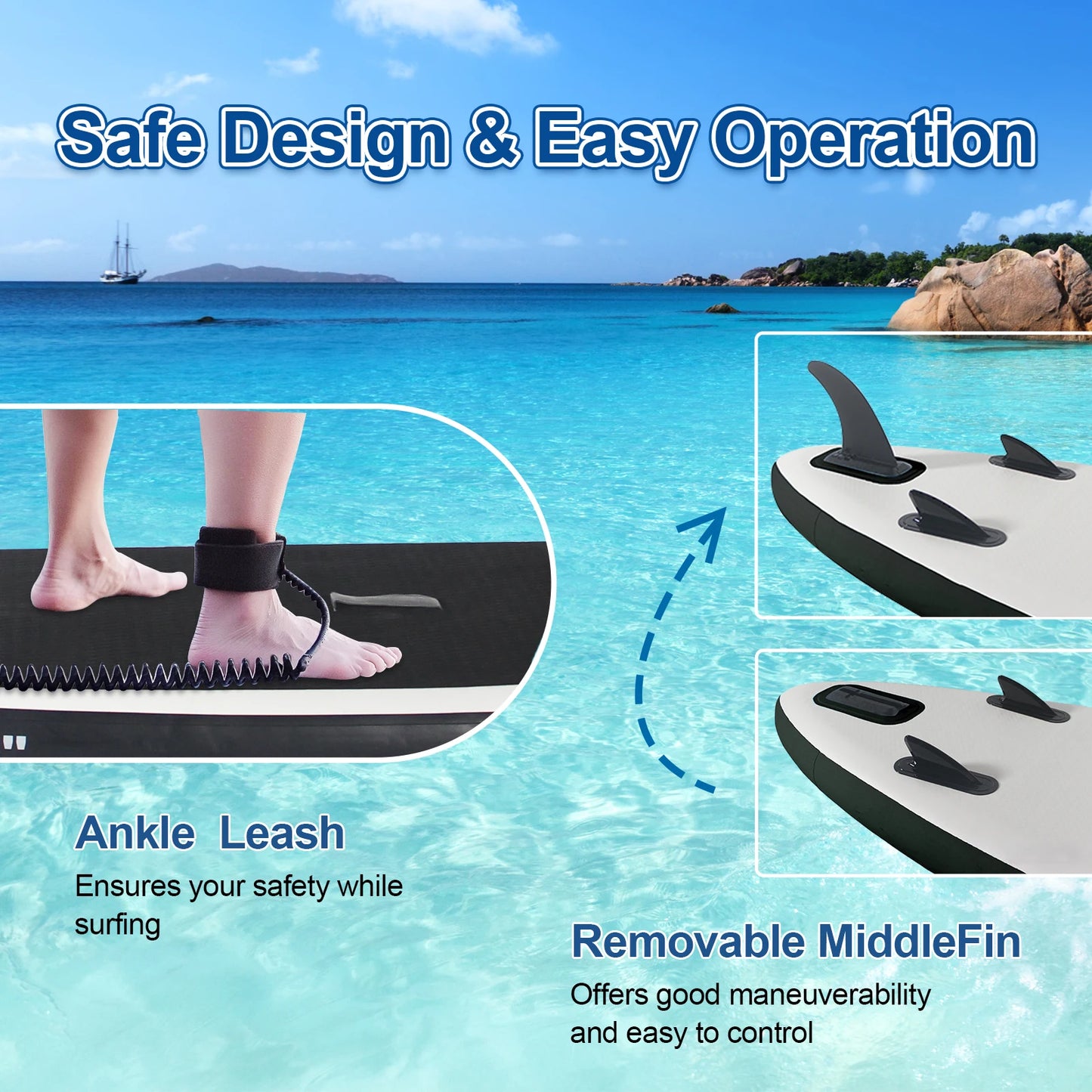 Inflatable Stand Up Paddle Board with SUP Accessories, Anti-Slip EVA Deck 10' Inflatable Paddle Boards for Adults