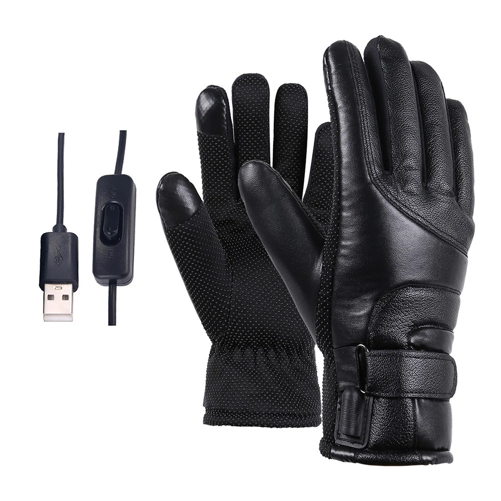 Heated Full Finger Mittens Touch Screen USB Gloves Windproof