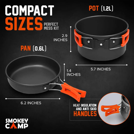 Camping Cookware with Non-Stick Pots and Pans