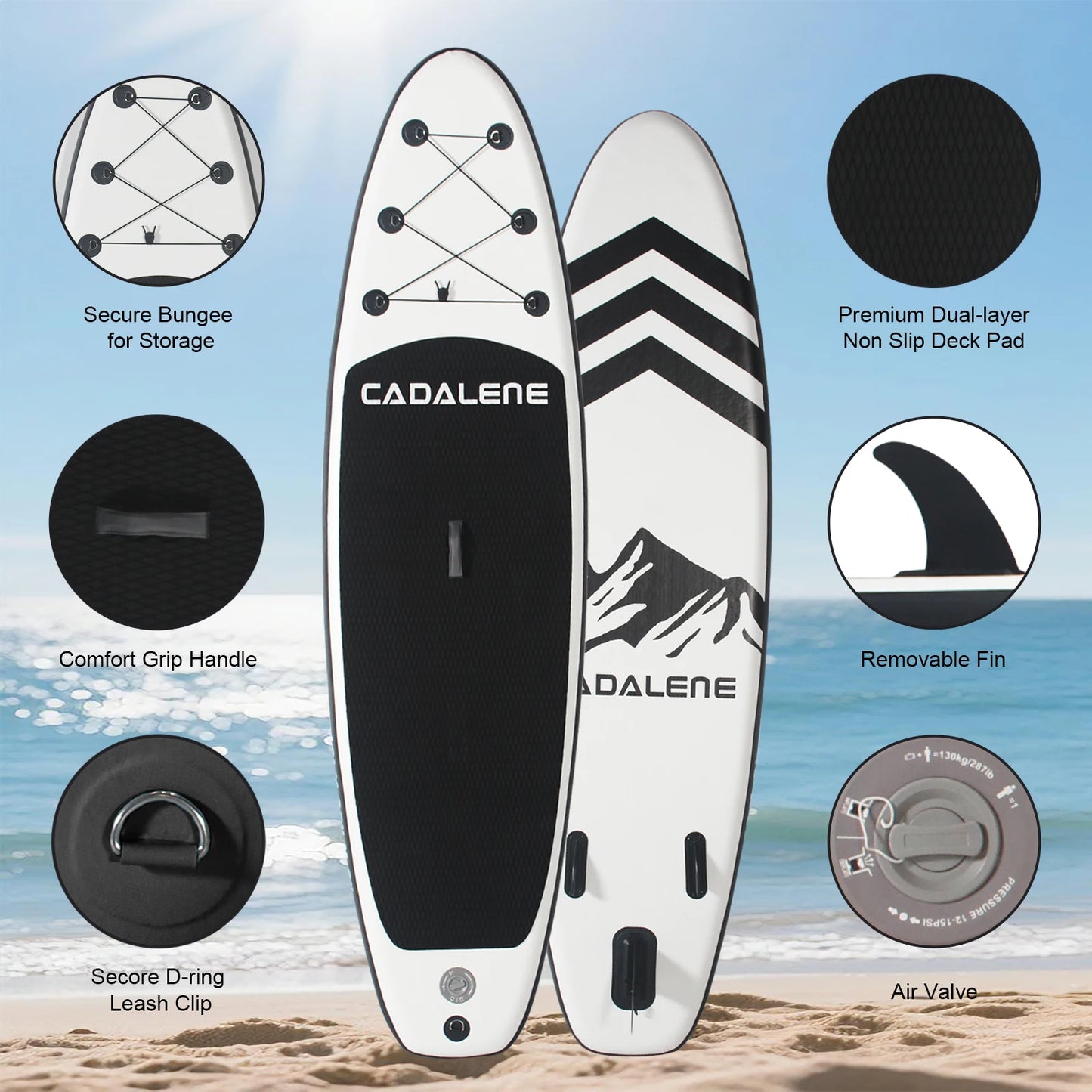 Inflatable Stand Up Paddle Board with SUP Accessories, Anti-Slip EVA Deck 10' Inflatable Paddle Boards for Adults