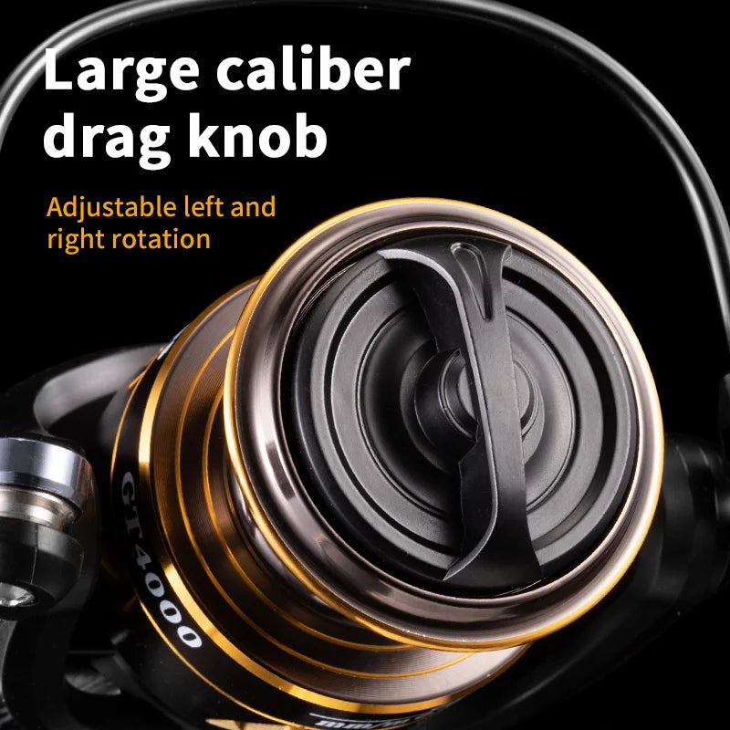GT 2000-7000 Spinning Reel 6+1BB 5.2:1 Alloy Spool Anti Reverse Smooth Drag for Freshwater/Saltwater