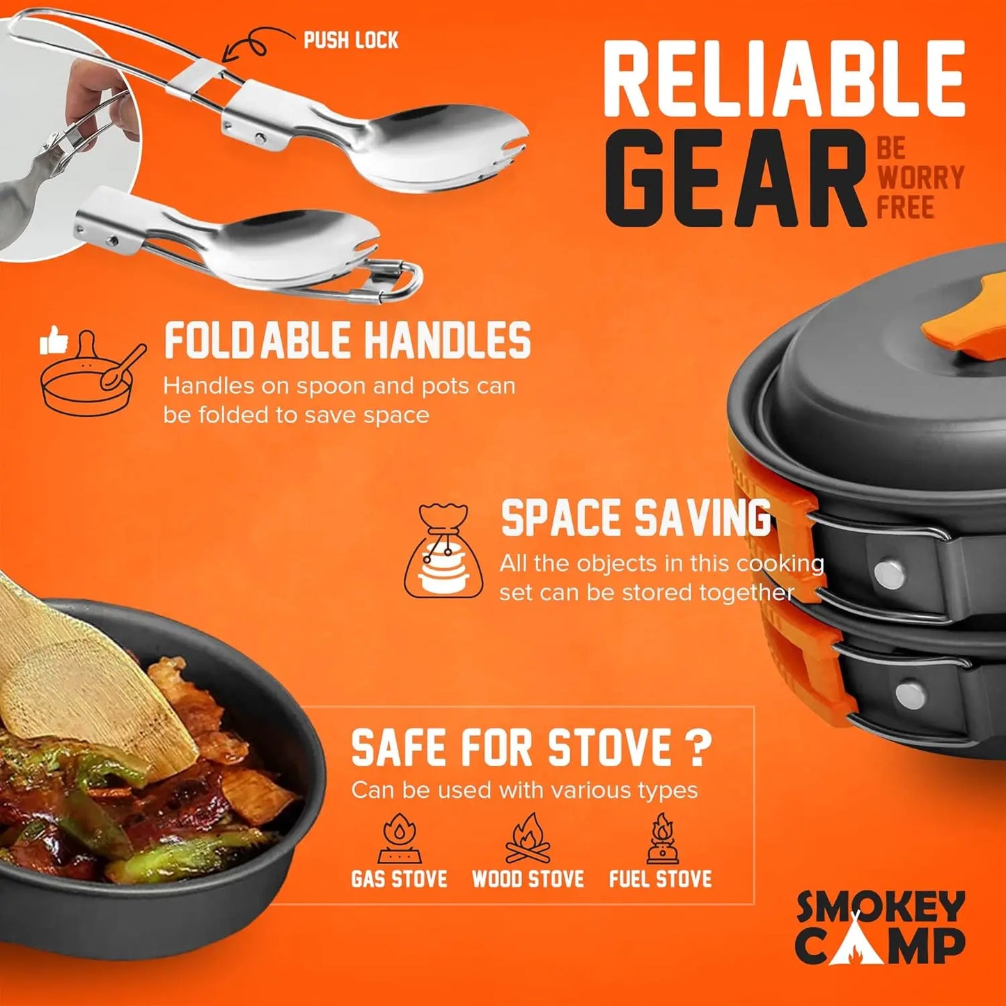 Camping Cookware with Non-Stick Pots and Pans