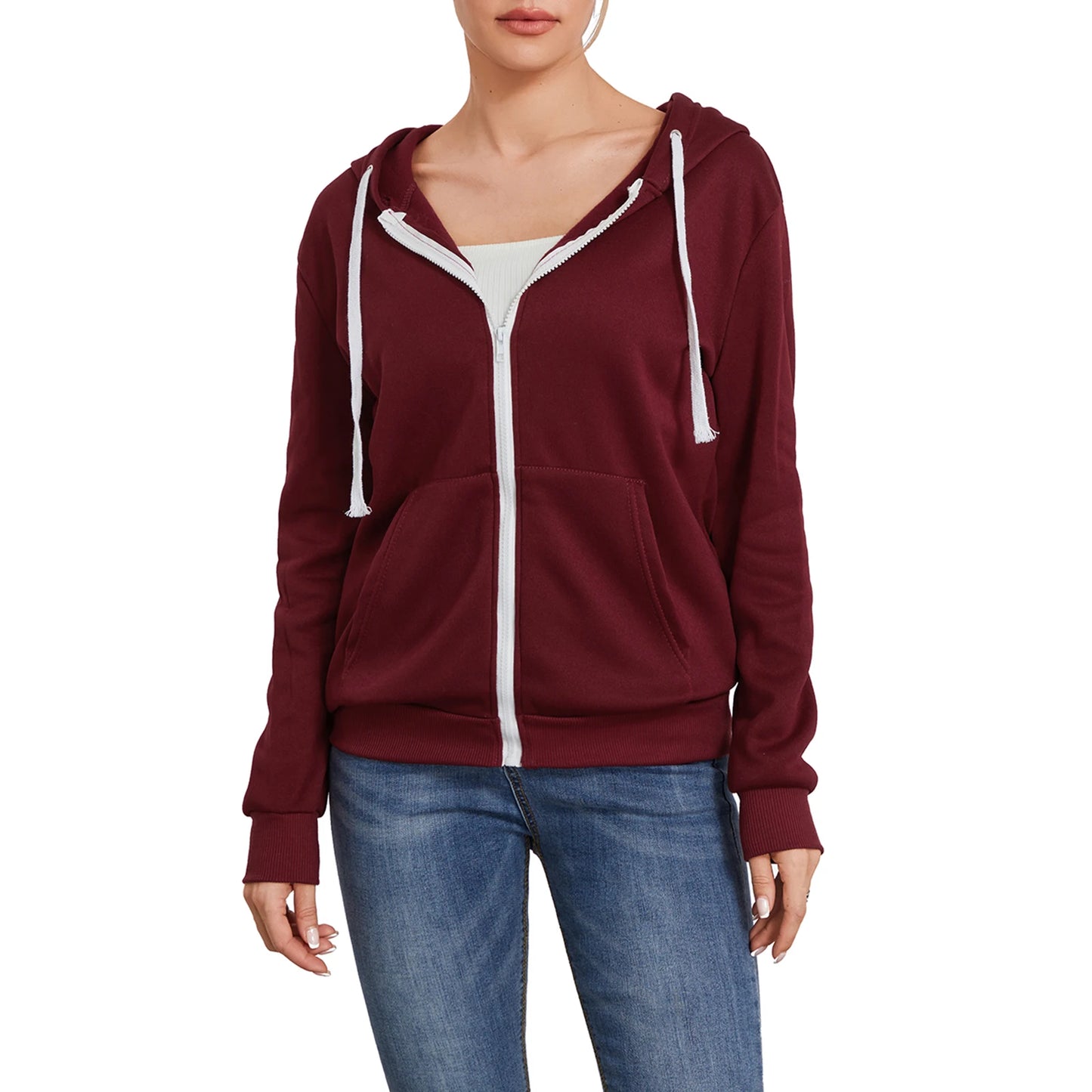 Women s Zip Up Hoodies Long Sleeve Classic Fit