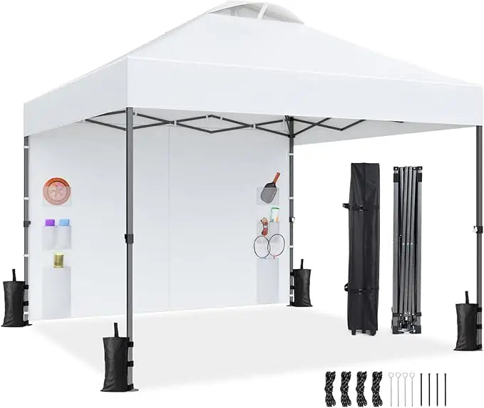 10x10 Pop Up Canopy with Sidewalls, and Wheel Cover Bag,