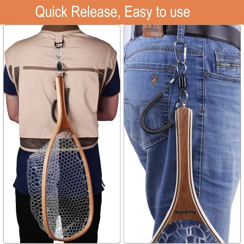 Fly Fishing Wooden Frame Net with Magnetic Release